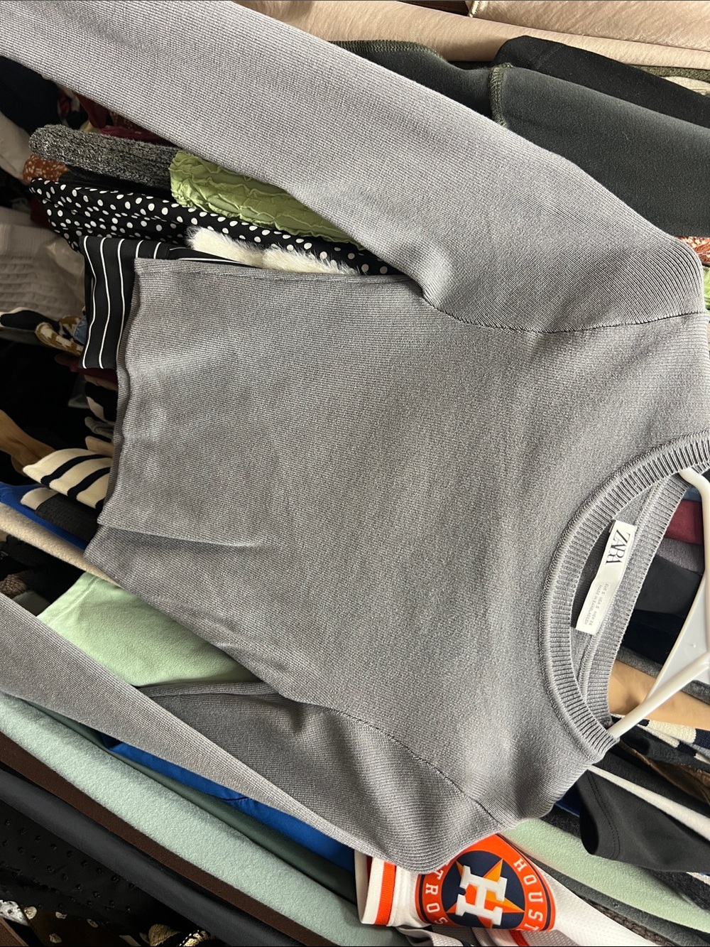ZARA Light Gray Cropped Knit Top